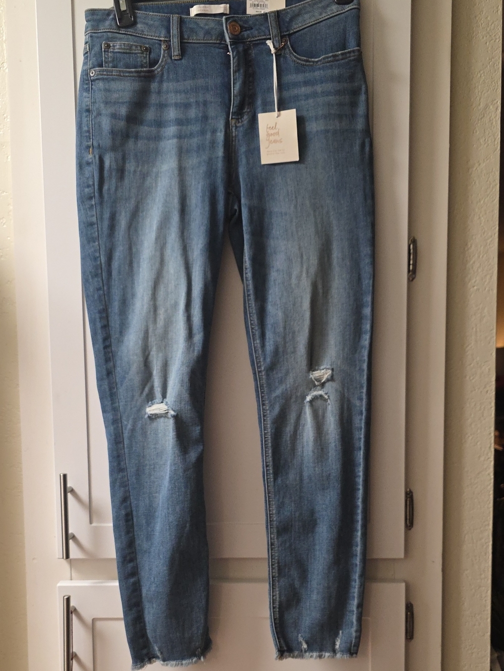 LC Lauren Conrad Medium Blue Distressed Skinny Jeans Size 12